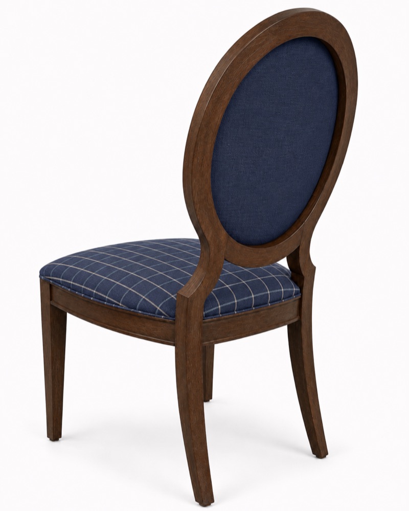 Navy windowpane, walnut frame